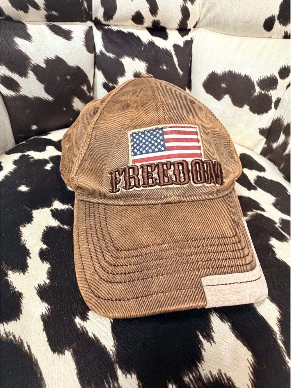 Farm Boy Vintage Style Freedom Baseball Cap with American Flag